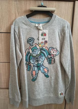 Детский свитшот худи кофта теплая h&amp;m р.8/10 очень стильные, крутые.