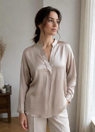 Falconeri 🇮🇹 роскошная шёлковая блуза 95% шёлк | l / m oversize | шампань