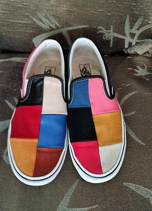 Кроссовки слипоны vans classic slip-on patchwork кожа замша 44,45,46