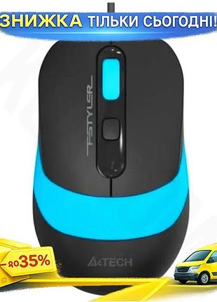 Ku миша a4tech fstyler universal fit 1600dpi безшумна оптична дротова usb для роботи чорна синя uni2l_k