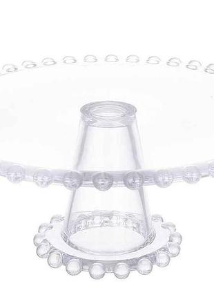 Блюдо 21х11,5см стеклянное прозрачное, на ножке bauble тм bonadi