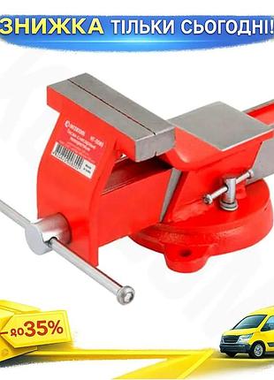 Ku тиски поворотні intertool universal fit 100 мм з ковадлом для слюсарних робіт струбцини для фіксаці uni2l_k