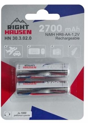Элемент питания aa right hausen hr06 2700mah блистер 1х2 hn-303020 (24) (288)