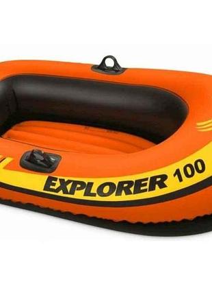 Лодка explorer 147х84х36см оранжевый 6 одноместная к 55кг арт.58329 тм intex