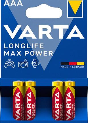 Элемент питания varta max t./longlife max power aaa alkaline bli 4