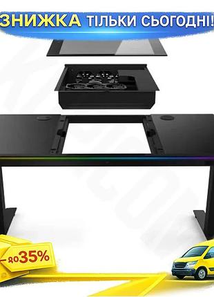 Ku компьютерный стол almordor universal fit e140g black геймерский стол для пк с подсветкой rgb беспро uni2l_k
