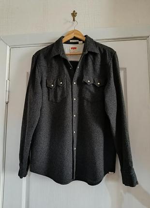 Тепла вовняна сорочка-куртка levi’s western shirt (l)  на кнопках.
