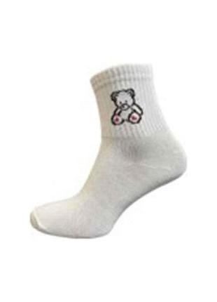 Носки жен. медведь с сердцами белый арт.32309 р.23-25 (36-40) 10пар тм marca