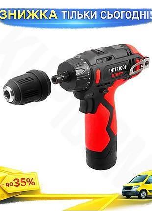 Ku аккумуляторный шуруповерт intertool universal fit 12в с быстрозажимным патроном для саморезов и бол uni2l_k