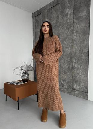 Накладной платеж ❤ турецкое вязаное платье миди оверсайз в косы