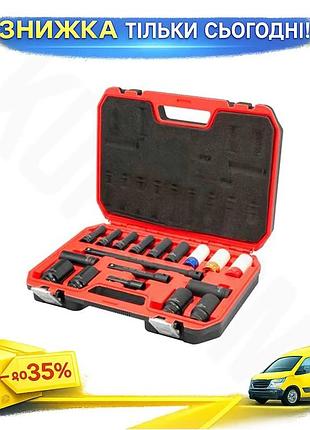 Ku набір ударних головок universal fit intertool 1/2 дюйма 10-24мм 18 штук головки торцеві для ремонту uni2l_k