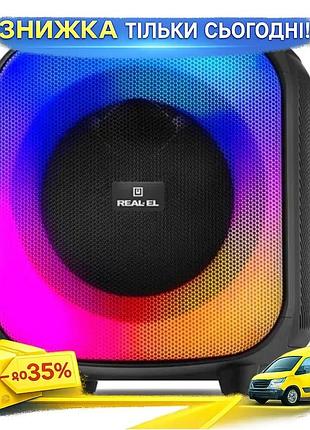 Ku портативная колонка real-el universal fit 65 вт с bluetooth usb aux micro sd rgb подсветкой для кар uni2l_k