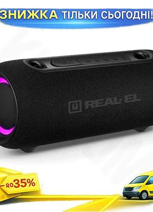 Ku портативная колонка real-el universal fit 2.0 bluetooth с rgb подсветкой аккумуляторная для музыки uni2l_k