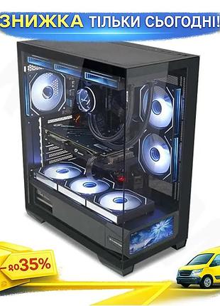 Ku корпус almordor qx25a universal fit lcd black midi tower для пк з прозорими панелями і usb-c підтри uni2l_k