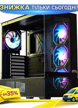 Ku корпус gtl gaming universal fit universe black midi tower для пк з argb вентиляторами та загартован uni2l_k
