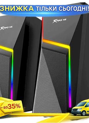 Ku акустичні колонки 2.0 universal fit xtrike-me bluetooth з rgb для комп'ютера та ноутбука регулюванн uni2l_k