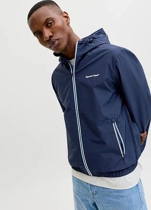 Мужская чёрная прямая куртка jack & jones синий, l 4