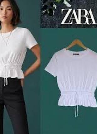 Біла бавовняна футболка zara з баскою