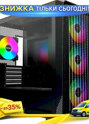 Ku корпус montech x5m universal fit black mid tower для micro atx mini itx ігровий корпус з argb підсв uni2l_k