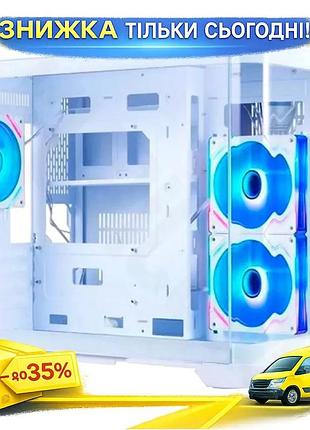 Ku корпус 1stplayer uv6 universal fit white midi tower для пк micro atx mini itx с argb стеклом и usb uni2l_k