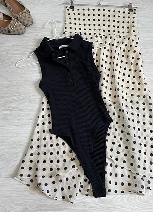 Боді в рубчик з коміром zara 6