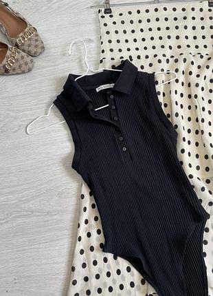 Боді в рубчик з коміром zara 5