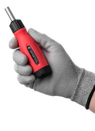 Ku отвертка реверсивная intertool universal fit 12 бит со сменными насадками для ремонта и сборки магн uni2l_k 8