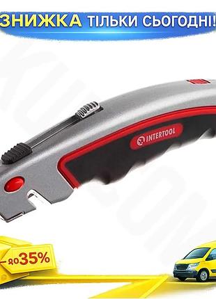 Ku нож intertool трапециевидный universal fit прорезиненный металлический для резки бумаги и пленки ин uni2l_k