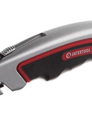 Ku нож intertool трапециевидный universal fit прорезиненный металлический для резки бумаги и пленки ин uni2l_k 5