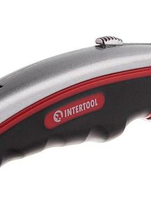 Ku нож intertool трапециевидный universal fit прорезиненный металлический для резки бумаги и пленки ин uni2l_k 6