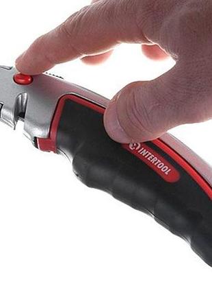 Ku нож intertool трапециевидный universal fit прорезиненный металлический для резки бумаги и пленки ин uni2l_k 10