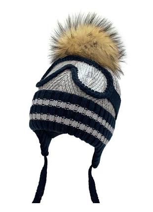 Шапка elf-kids skier gray navy 52 розмір