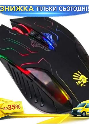 Ku миша bloody usb universal fit оптична для ігор симетрична 6200 cpi чорна з плетеним кабелем 8 кнопо uni2l_k