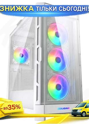 Ku корпус cougar duoface universal fit pro rgb white midi tower для пк з підсвічуванням argb загартова uni2l_k