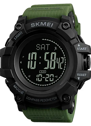 Спортивные часы skmei 1356 compass ударопрочные для мужчин с компасом и таймером зеленые ku-22