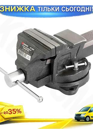 Ku тиски поворотні intertool universal fit 100 мм з металевою ковадлом для слюсарних робіт затискачі д uni2l_k