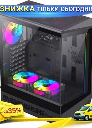 Ku корпус для ігрового universal fit пк gamemax mid tower чорний з argb вентиляторами для atx micro at uni2l_k