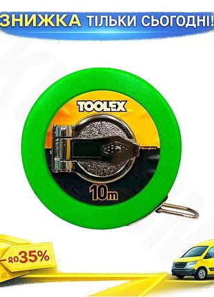Ku рулетка toolex 10м universal fit x 13мм стекловолокно измерительный инструмент для строителей и мас uni2l_k