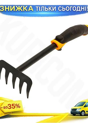 Ku граблі прямі mastertool universal fit 5 зубів для саду та городу компактні садові граблі для догляд uni2l_k