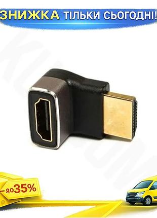 Ku перехідник hdmi (m) universal fit - hdmi (f) cablexpert чорний 8k 60 гц кутовий адаптер для телевіз uni2l_k