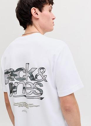Мужская белая прямая футболка jack & jones 2
