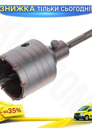 Ku свердло корончасте по universal fit бетону intertool 65 мм sds+ для свердління цегли та каменю бето uni2l_k