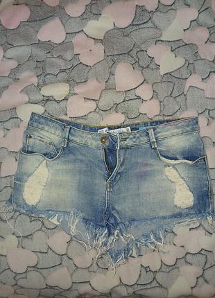 Джинсовые рваные шорты zara