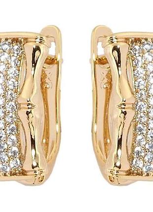 Серьги позолота 18k английский замок декоративные с инкрустацией цирконом (168764) тм xuping