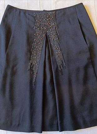 Escada sport черная юбка с вышивкой бисером р.34