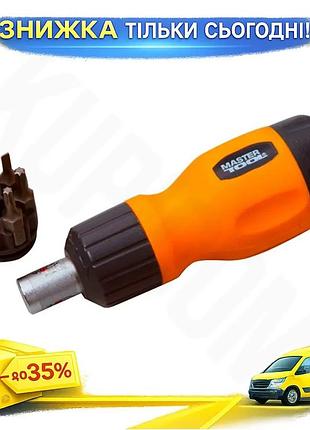 Ku викрутка реверсивна mastertool universal fit 6 біт для вкручування і відкручування саморізів шурупі uni2l_k