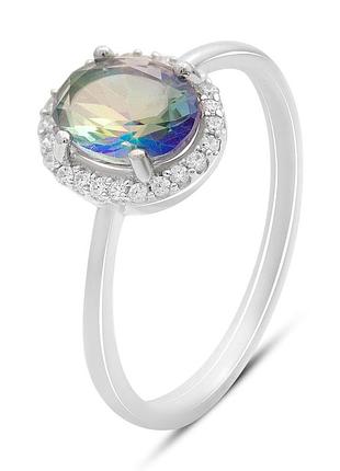 Серебряное кольцо proba с мистик топазом 1.116ct, фианитами, вес изделия 1,89 гр (2212713) 18 размер