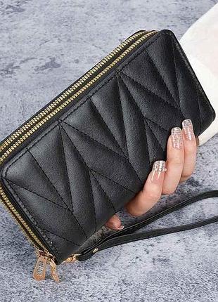 Кошелек женский 20*10*4см черный экокожа 702-2 тм китай