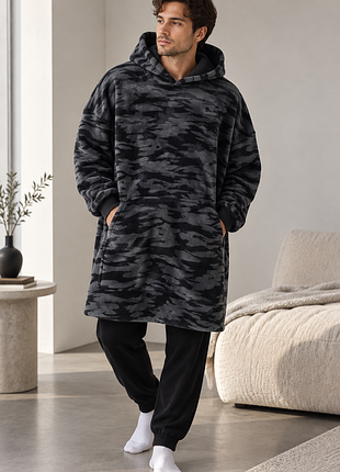 Мужская теплая худи пижама для дома и отдыха р.l/xl