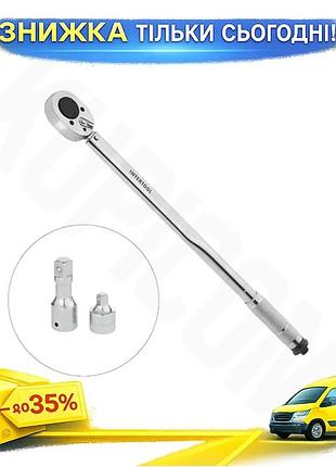 Ku ключ динамометричний intertool universal fit 3/4" 70-420 нм із перехідником 1/2" для затягування кр uni2l_k